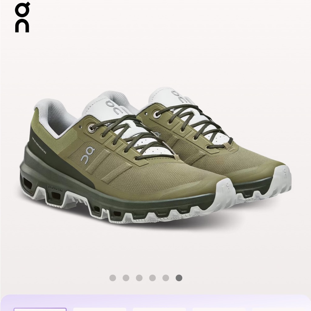 On Running Cloudventure women’s trail shoes size 8.5 olive/fir colour